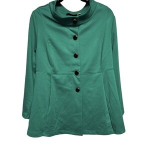 Bob Mackie Wearable Art Green Jacket with‎ Black Buttons Size Lg Excellent Cond